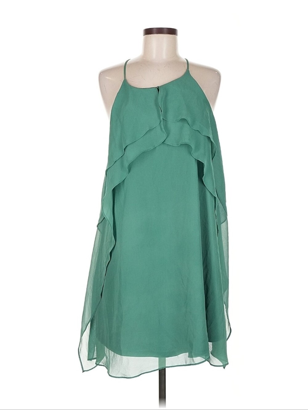 Jade Green Ruffle Halter Neck Dress